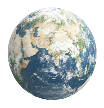 A detailed view of Earth showcasing continents and oceans in a scientific representation, cut out - stock . png