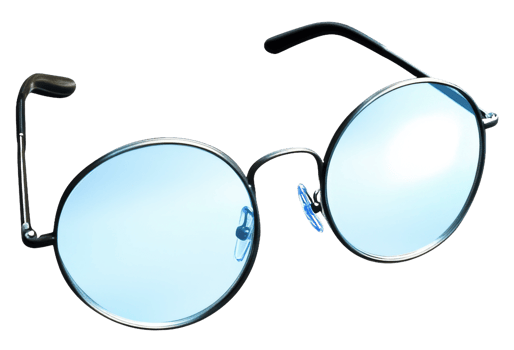 Blue-tinted round sunglasses, cut out - stock . png