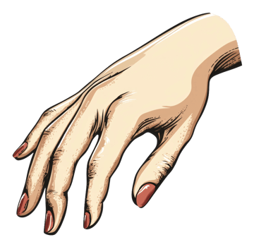 A woman's hand reaching out with elegantly manicured nails, cut out - stock . png
