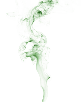 Graceful green smoke twisting in the air, cut out - stock . png