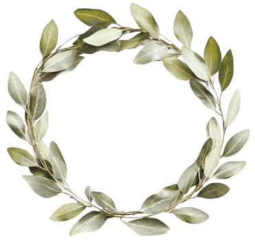 Elegant green leaf wreath for home decor, cut out - stock . png