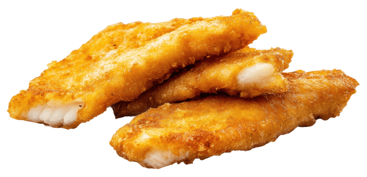 Crispy breaded fish fillets, cut out - stock . png