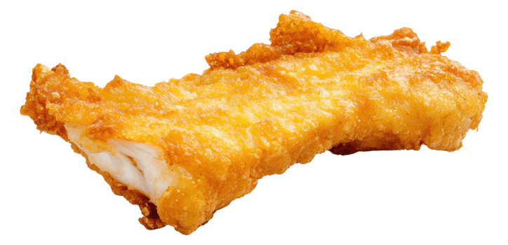 Crispy fried fish fillet, cut out - stock . png
