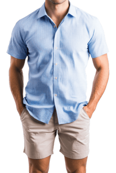 Man in casual attire standing indoors, cut out - stock . png