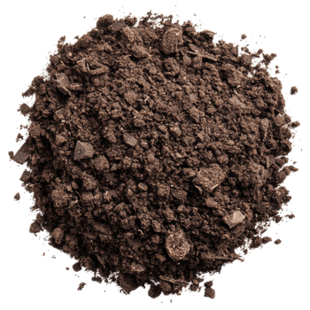 Dark brown soil with texture, cut out - stock . png