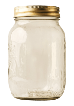 Empty glass jar with metal lid, cut out - stock . png