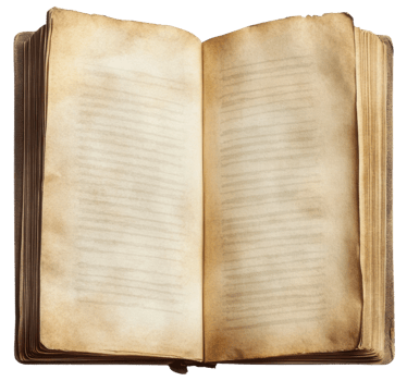 Open vintage book with empty pages, cut out - stock . png