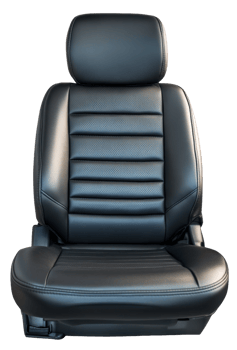 Black leather car seat with modern design, cut out - stock . png