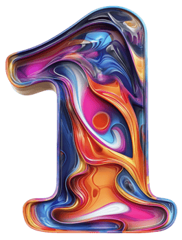 Colorful abstract number one design, cut out - stock . png