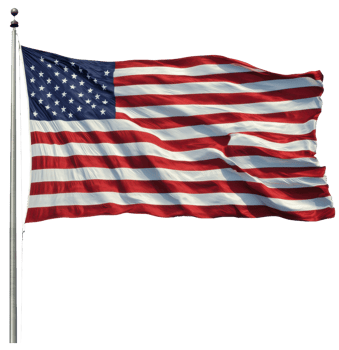 American flag waving against a clear sky, cut out - stock . png