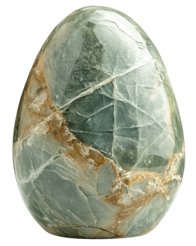 Green stone egg with unique patterns and textures, cut out - stock . png