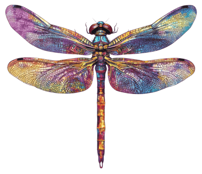 Intricate, colorful dragonfly wings, cut out - stock . png