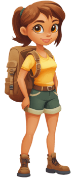 Young hiker ready for an outdoor adventure, cut out - stock . png