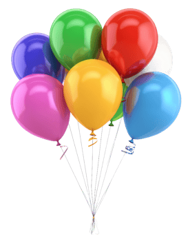 Balloons soaring in the air for joy, cut out - stock . png