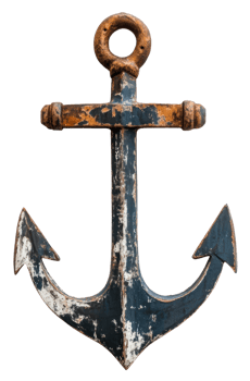 Rusty anchor, cut out - stock . png
