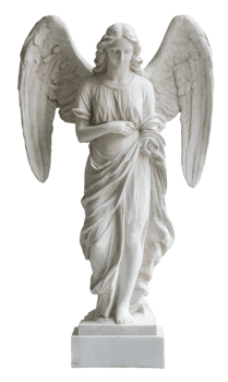 Angel statue with wings in a serene pose, cut out - stock . png