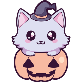 halloween pet feline and pumpkin png