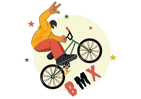 BMX Bicycle Sport Illustration featuring a Man Performing Extreme Stunts, such as Jumping or Standing, in a Flat Style Cartoon Background vector