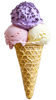 Realistic Tricolor Ice Cream Cone with Three Flavors on Transparent Background and Clear Look png