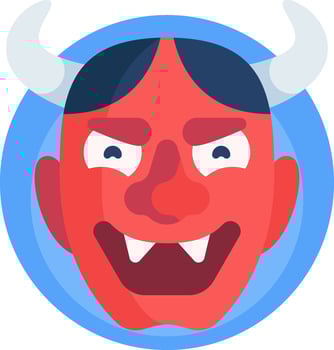 A cartoon devil with horns and a red face vector
