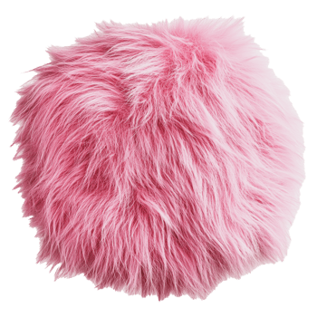 Fluffy pink pom-pom ball resting on a flat surface in a well-lit room png