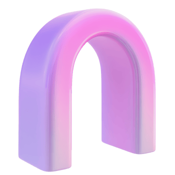 Colorful arch sculpture with a gradient design in soft shades of purple and pink png