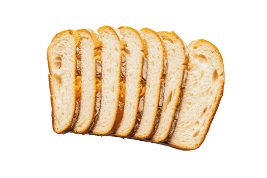 Sliced bread arranged neatly on a white background png