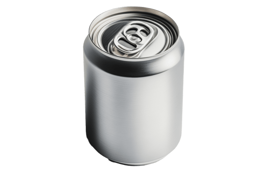 A close-up of a silver aluminum can resting on a surface in a well-lit environment png
