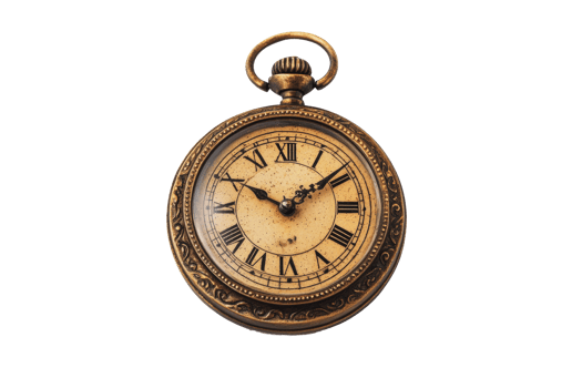 Antique pocket watch with Roman numerals against a white background png