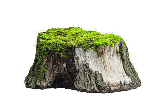 Moss-covered tree stump in a natural setting during daylight png