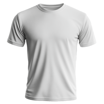 Blank white t-shirt laid flat on a table ready for custom designs or giveaways png