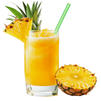 Refreshing tropical pineapple drink garnished with fresh slices and a straw png