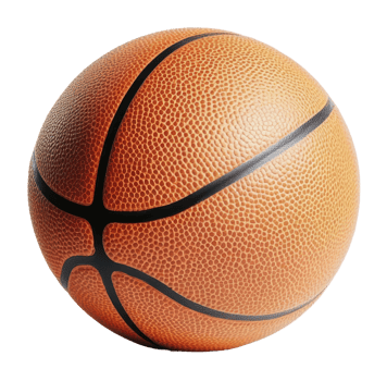 A close-up view of a textured basketball showing the pattern and stitching details, cut out - stock . png
