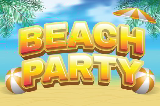 summer beach party design with illustrations of beaches and coconut trees vector