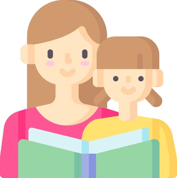 A mother and daughter are reading a book vector