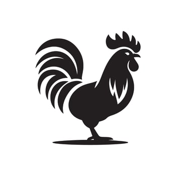 A black and white rooster logo vector