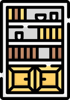 A shelf with a few boxes on it vector