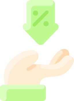 Hand with green arrow and a green arrow vector