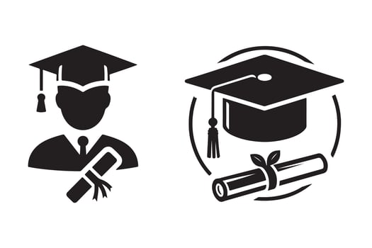 Graduate Silhouette Art Iconic Graduation Illustration vector