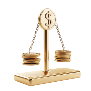 Gold Coin Balance Scale with Chain AI-Generative png
