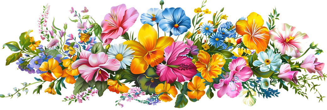 Vibrant Floral Bouquet with a Transparent Background A Colorful Display of Nature's Beauty png