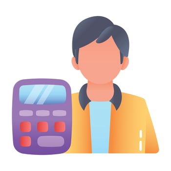 Accountant with calculator flat icon vector