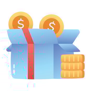 Bonus gift hamper icon in flat style vector