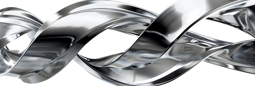 Metallic Abstract Shapes Intertwine and Reflect, Creating a Dynamic Composition with Transparent Background png