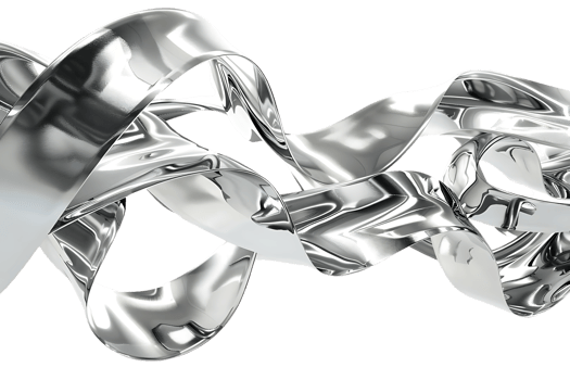 Shiny Silver Ribbon Abstract Art with Transparent Background, Metallic Wave Design png