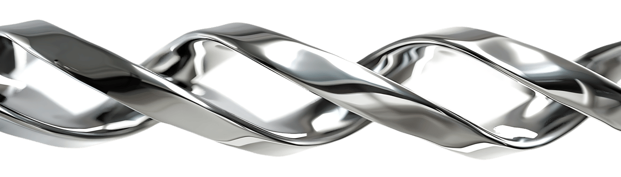 Shiny Silver Spiral, Twisting, Reflecting, Background Transparent -  Abstract 3D Render png