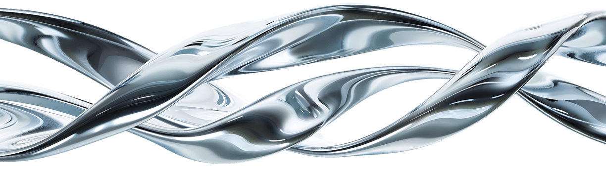 Silver Metallic Liquid Forms a Swirling Abstract Design with a Transparent Background png