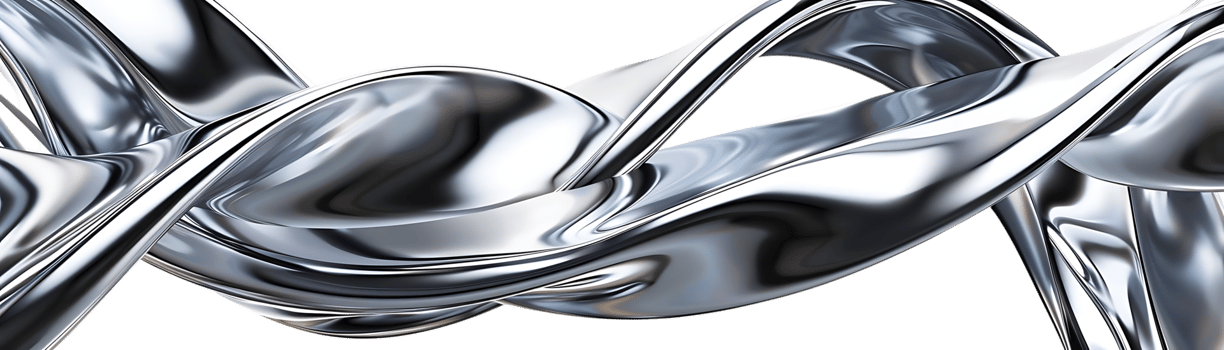 Abstract Liquid Metal Swirls with a Transparent Background - 3D Rendered Metallic Surface Design png