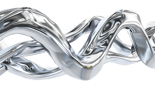Silver Metal Abstract Waves with a Transparent Background A Contemporary Design Concept png