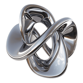 Abstract 3D Chrome Metal Intertwined Loops with a Transparent Background png